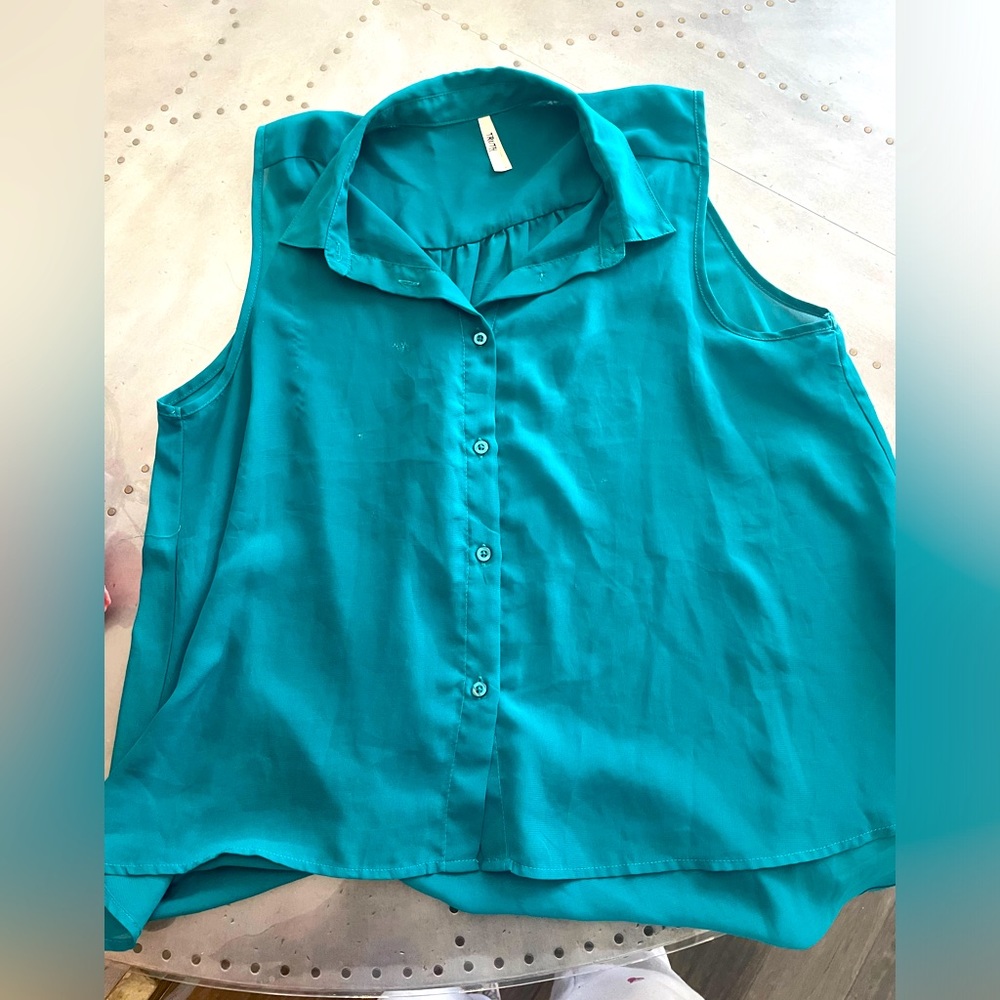 TRUTH sheer button up tank top